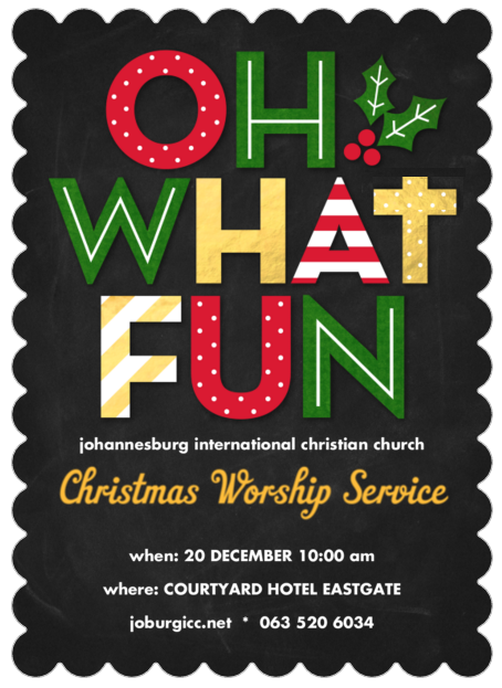 ANNOUNCEMENT: Christmas Worship Service – 2015/12/20